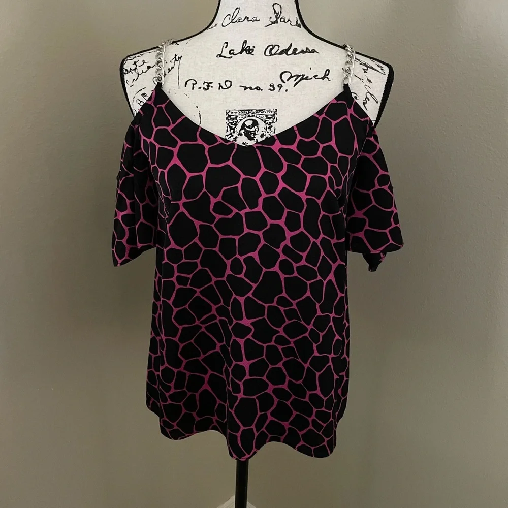 Michael Kors Women's Giraffe Print Cold-Shoulder Top